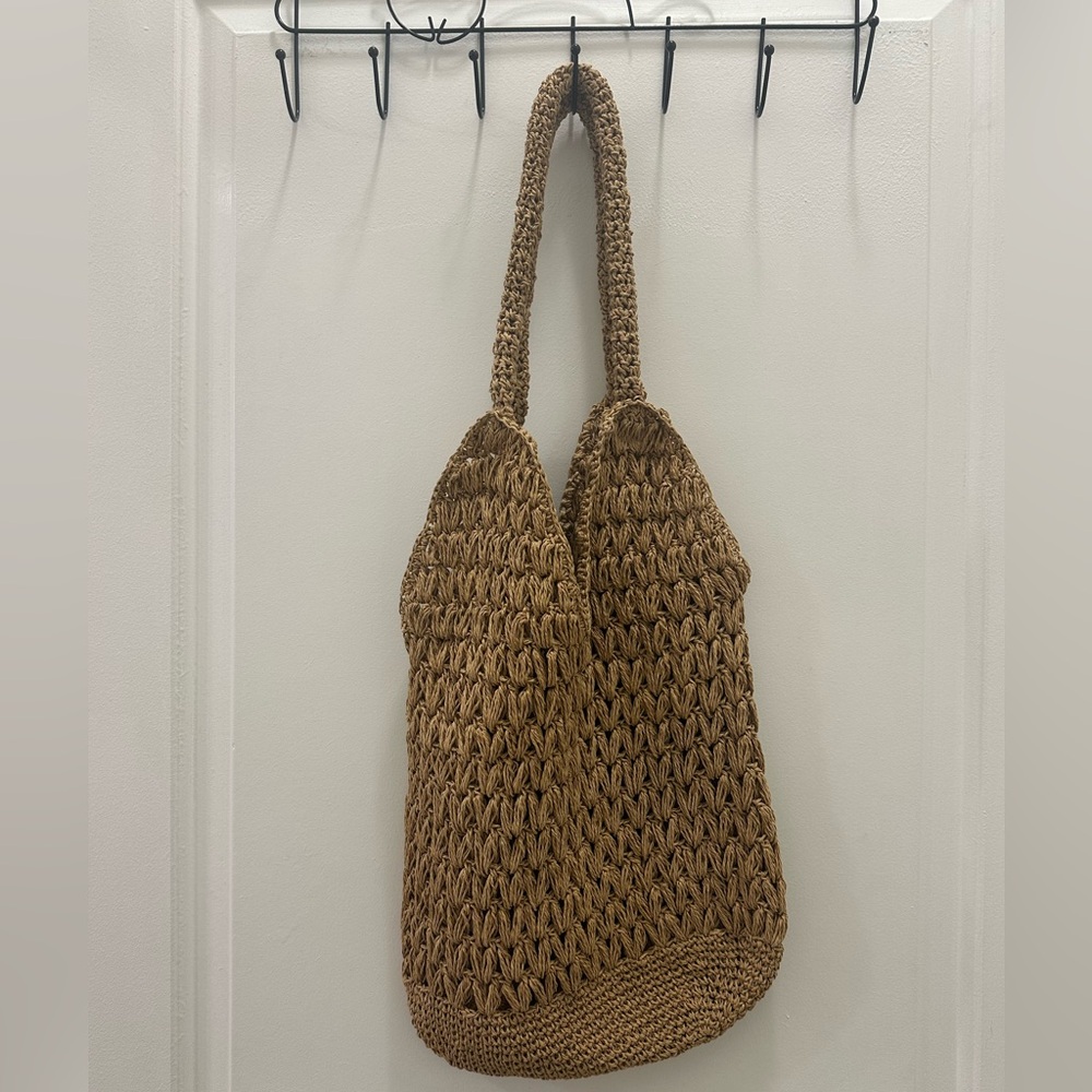 Oysho Handcrafted Brown Woven Tote Bag